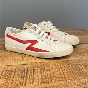 Rag &‎ Bone Retro Vintage Wave White Canvas With Red Leather EU 38 - US 8